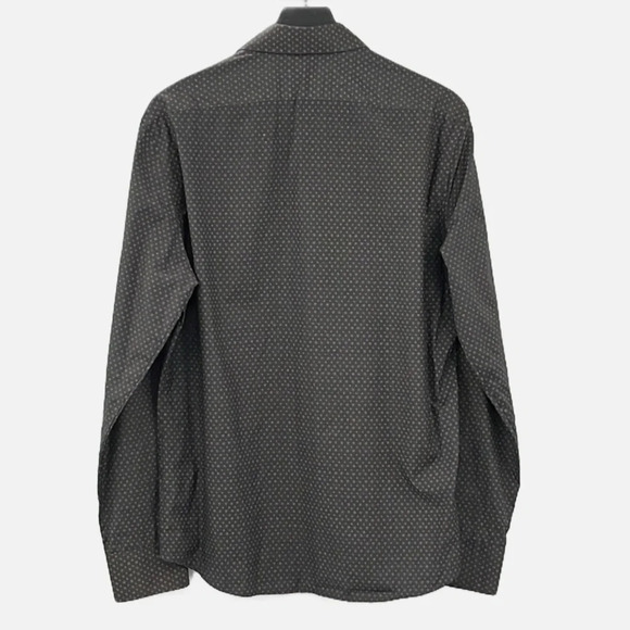 Theory Kale NP Long Sleeve Button Front MIcro Print Shirt in Gray & White - LG - Picture 3 of 6